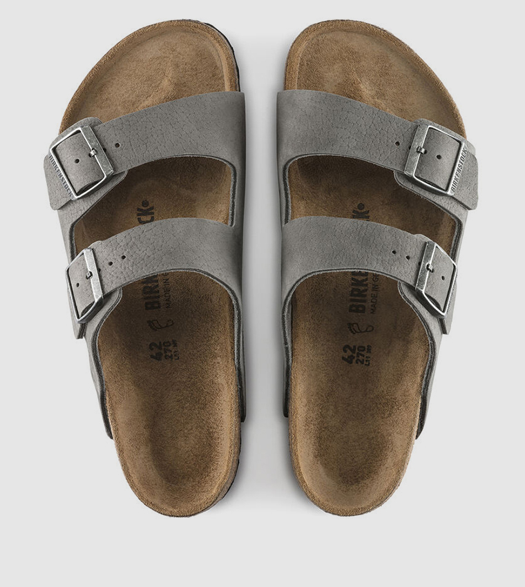 Arizona Nubuck Leather Desert Buck Whale Gray Slides