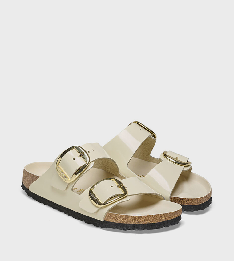 Arizona Big Buckle Natural Leather Patent High-Shine Ecru