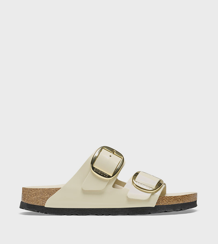 Arizona Big Buckle Natural Leather Patent High-Shine Ecru