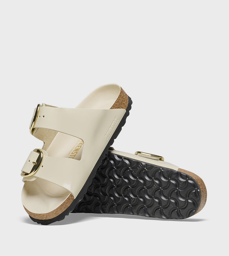 Arizona Big Buckle Natural Leather Patent High-Shine Ecru