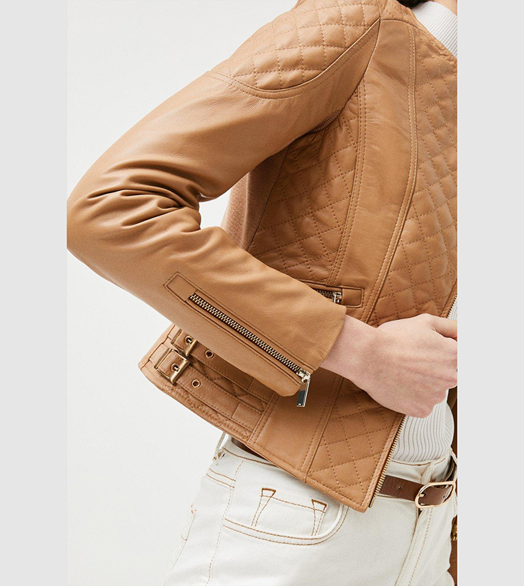 Leather Quilted Bomber Jacket | Karen Millen