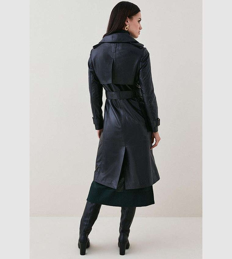 Buy Karen Millen Leather Trench Belted Mac Coat In Black 6thStreet