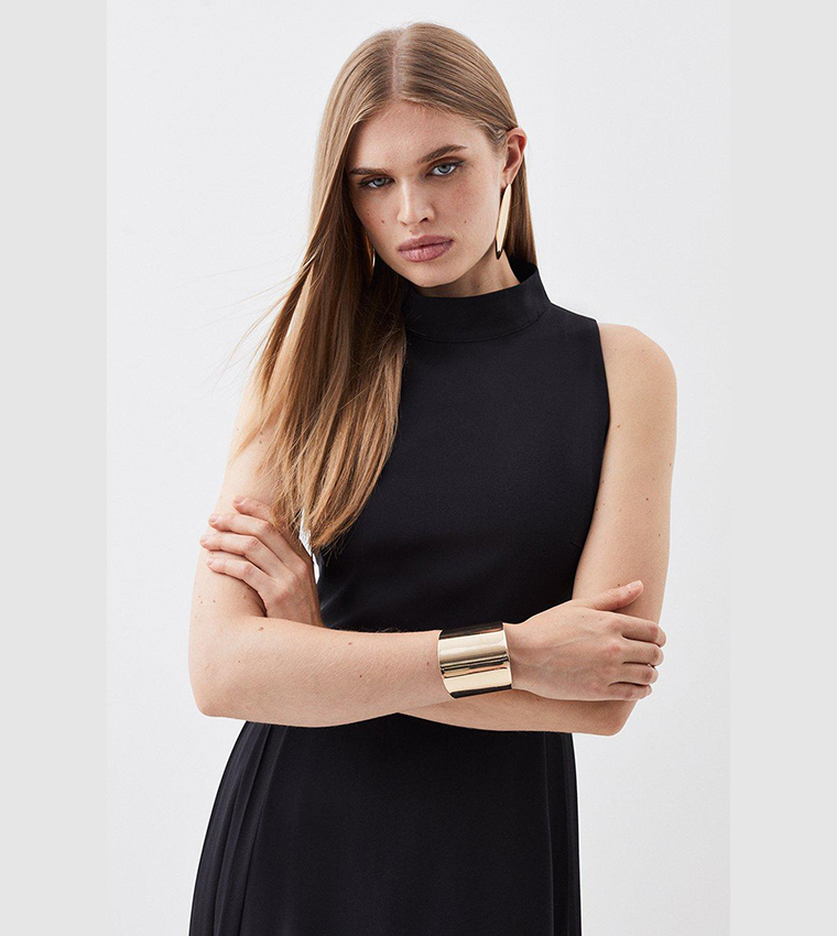 Soft Tailored Pleated Panel Midaxi Dress