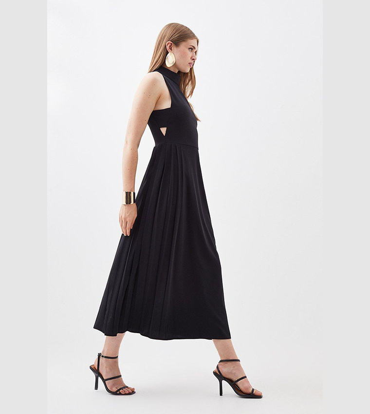 Soft Tailored Pleated Panel Midaxi Dress