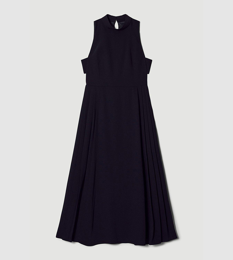 Soft Tailored Pleated Panel Midaxi Dress