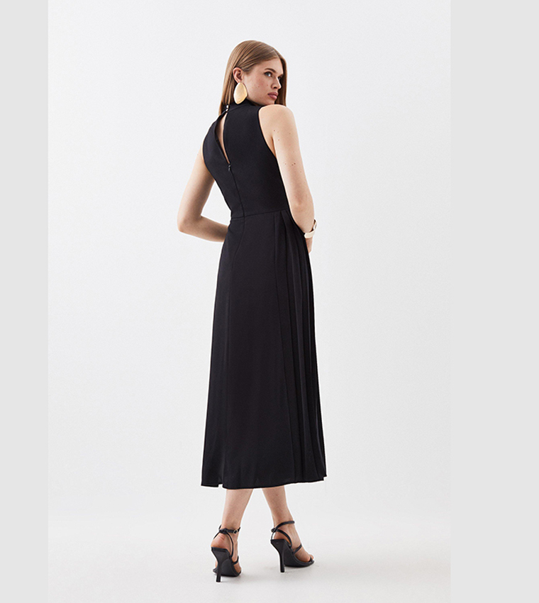 Soft Tailored Pleated Panel Midaxi Dress