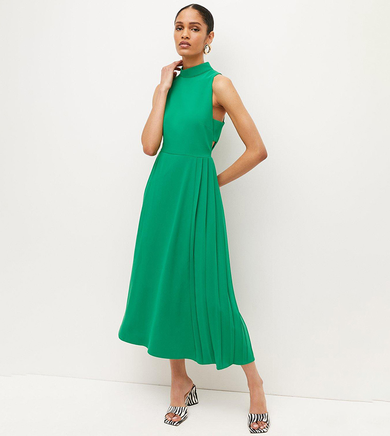 Buy Karen Millen Outlet Soft Tailored Pleated Panel Midaxi Dress In Green |  6thStreet Oman