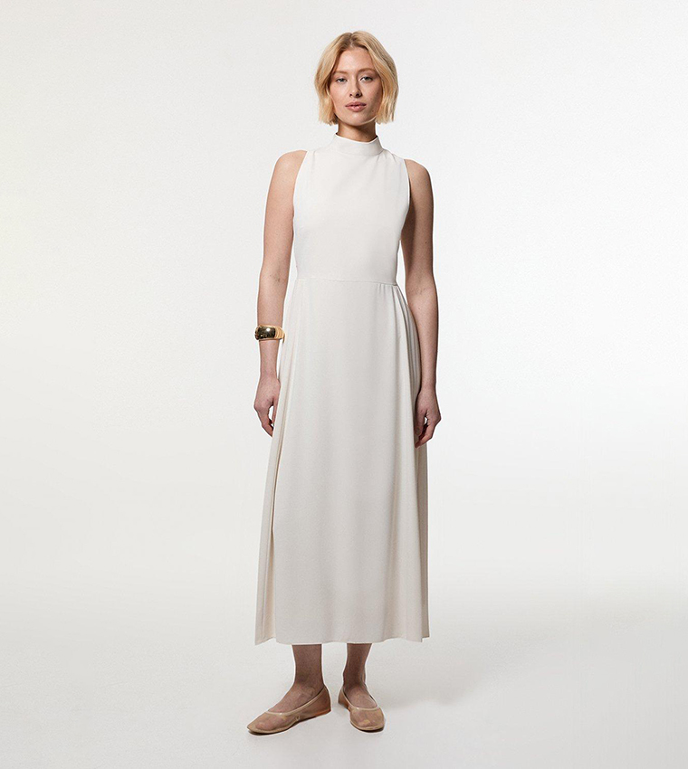 Soft Pleated Panel Midaxi Dress