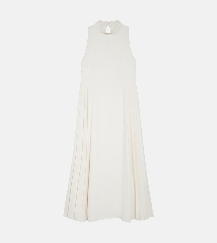 Soft Pleated Panel Midaxi Dress