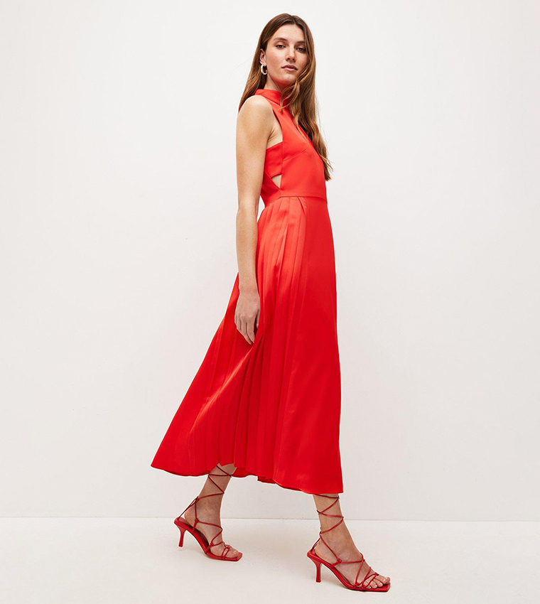 karen millen soft tailored pleated panel midaxi dress Black Petite Soft Tailored Pleated Panel Midaxi Dress