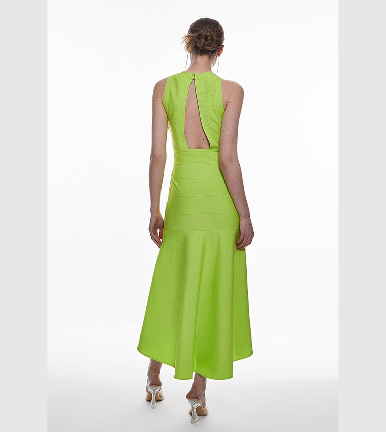 knee length dresses for ladies Teal Wrap Over Top Frill Hem Midi Dress – AX Paris