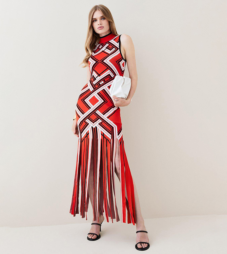 Buy Karen Millen Sliced Hem Placement Stripe Knit Jacquard
