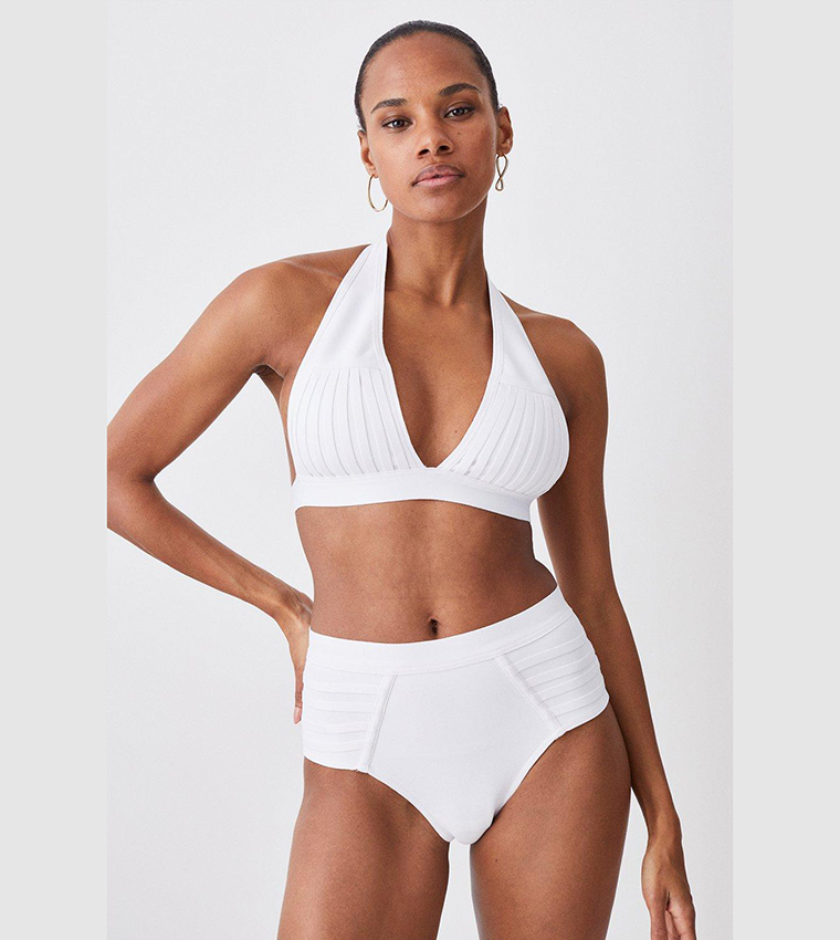 Buy Karen Millen Bandage Sheer Stripe Bikini Bottoms In White