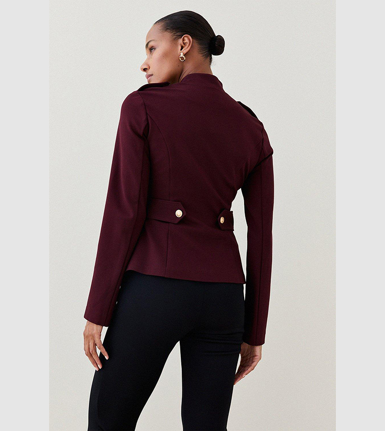 Buy Karen Millen Military Zip Front Ponte Jersey Blazer In Purple