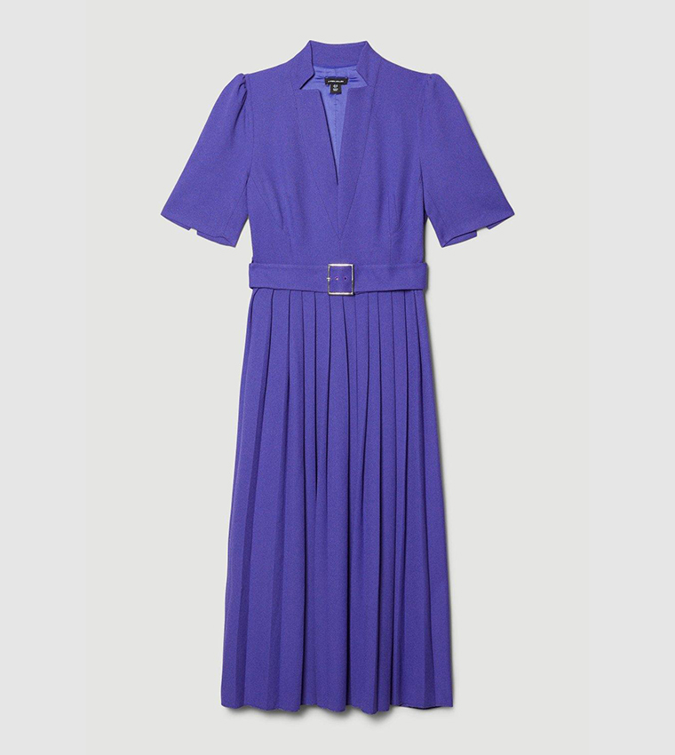 KAREN MILLEN 日本未入荷 無地 Vネック フレアドレス 光沢感 Buy Karen Millen Velvet Applique Woven Column Dress In FIG