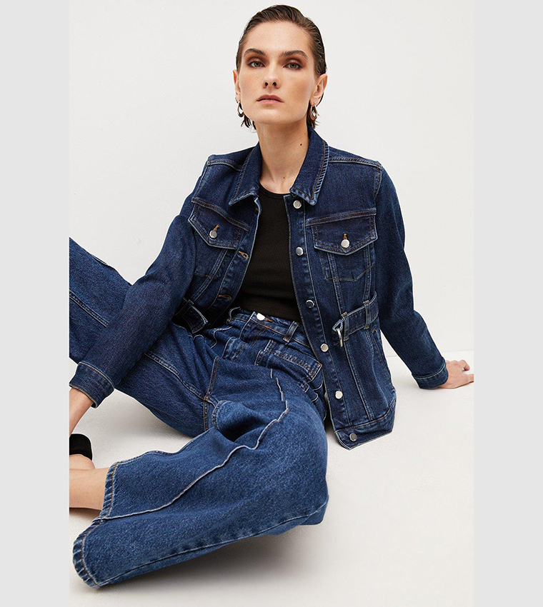 Buy Karen Millen Western Belted Denim Jacket In Blue 6thStreet Oman