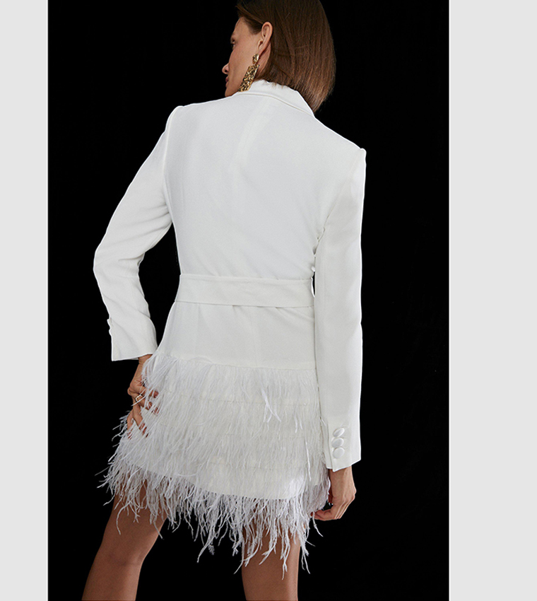 Karen Millen White Satin Blazer Dress KAREN MILLEN Tailored