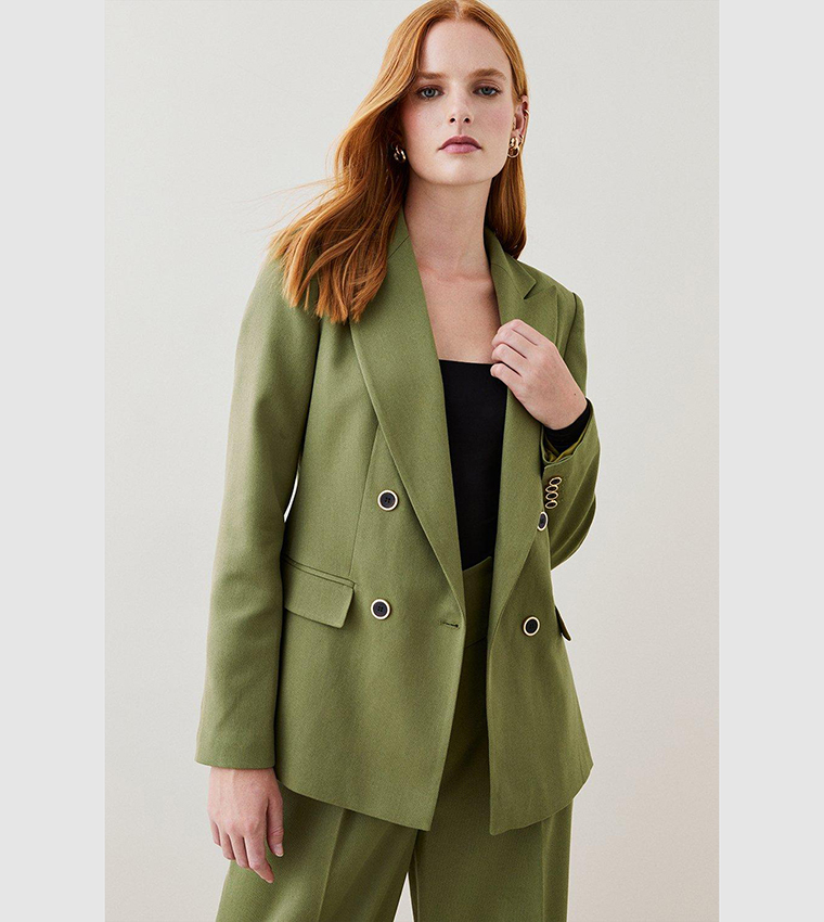 Plus Size Relaxed Tailored Double Breasted Jacket | Karen Millen