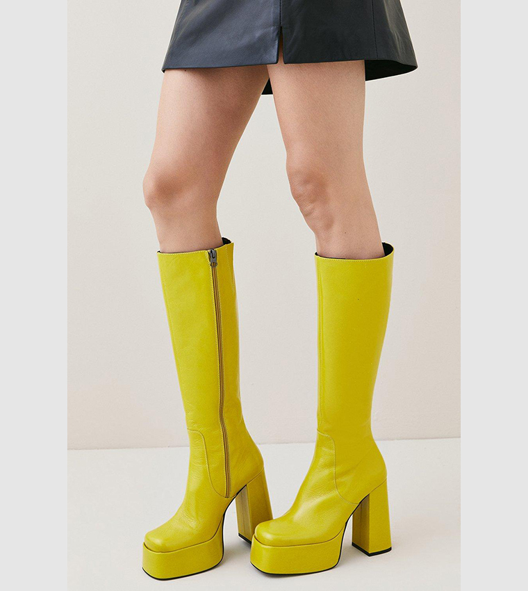 ★Karen Millen 本革ブロックヒールアンクルブーツ 24-24.5㎝★ BUYMA VINTAGE 中古 ☆Karen Millen 本革ブロックヒールアンクル