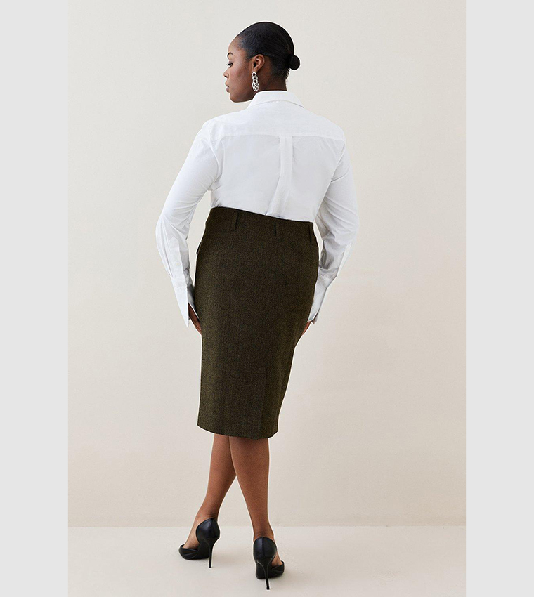 Green tweed pencil skirt hotsell