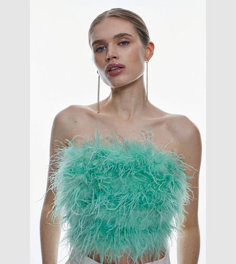 Buy Karen Millen Feather Bandeau Top In Mint