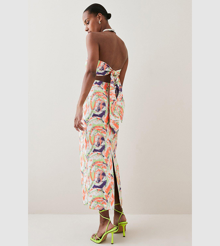 Buy Karen Millen Abstract Jacquard Halter Column Midi Dress In Multiple Colors 6thStreet UAE