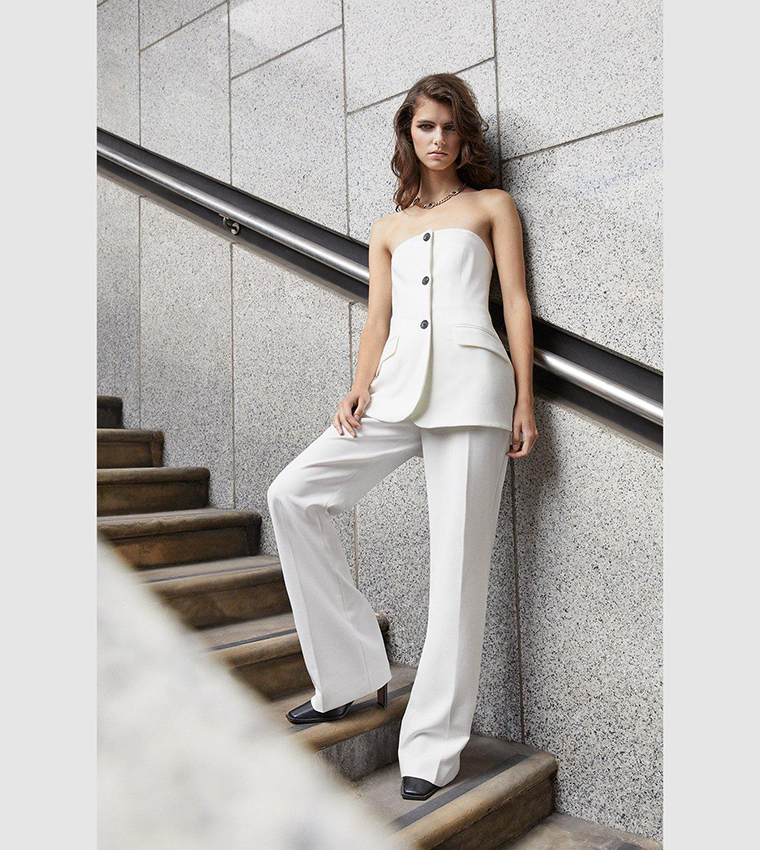 Compact Stretch Belted Straight Leg Jumpsuit | Karen Millen