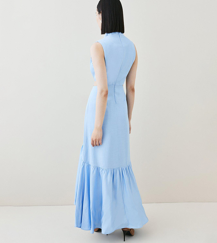 karen millen linen cut out maxi dress KAREN MILLEN Linen Cut Out Maxi Dress