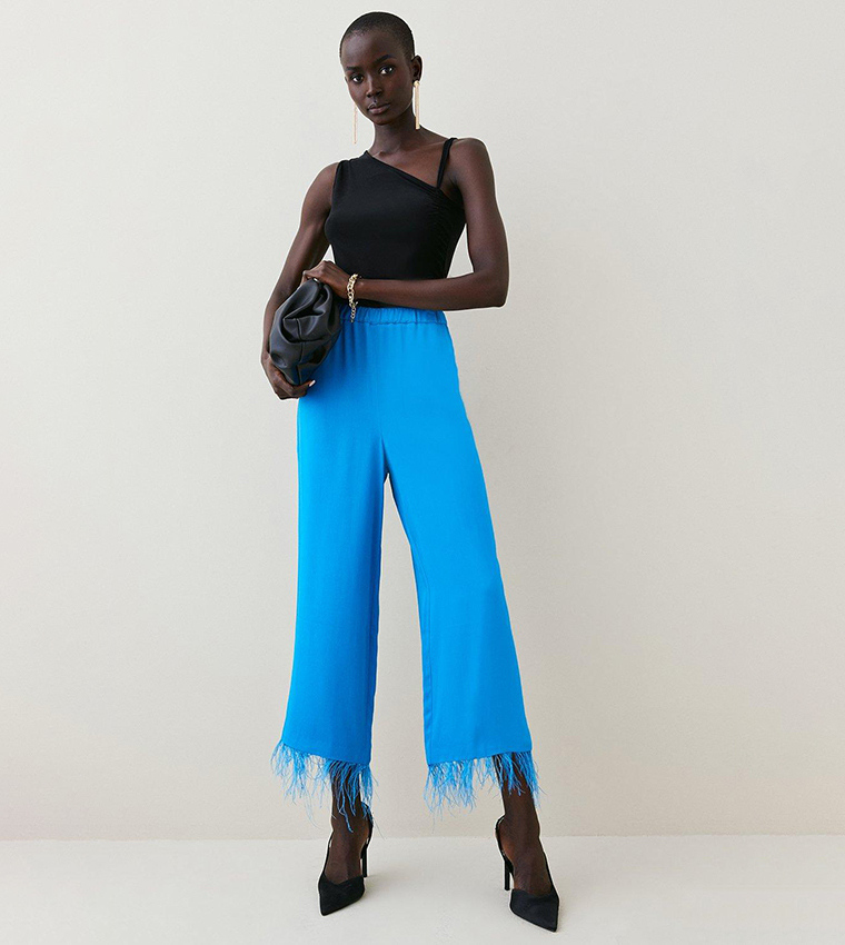 Viscose Satin Back Crepe Wide Leg Pants