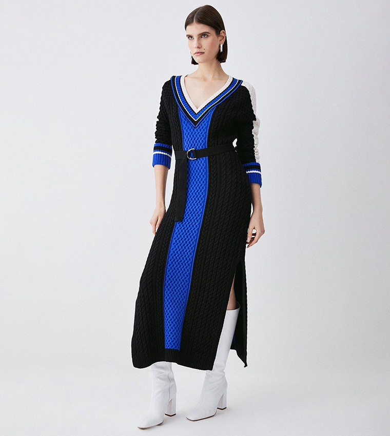 Karen millen colourblock knit dress best sale