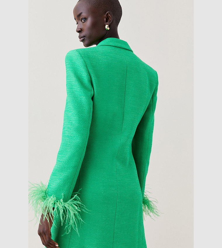 green emerald velvet dress Rent Karen Millen Orange Soft Tailored Full Sleeve Feather Mini Dress