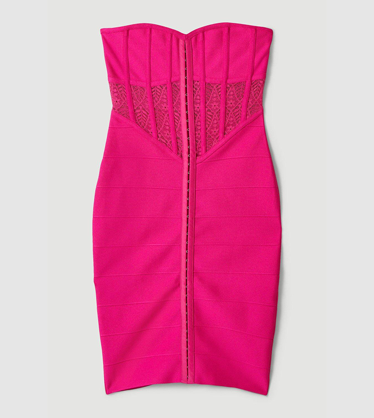 KNITTED BANDAGE SPLICING MIDI DRESS IN BLACK AND WHITE