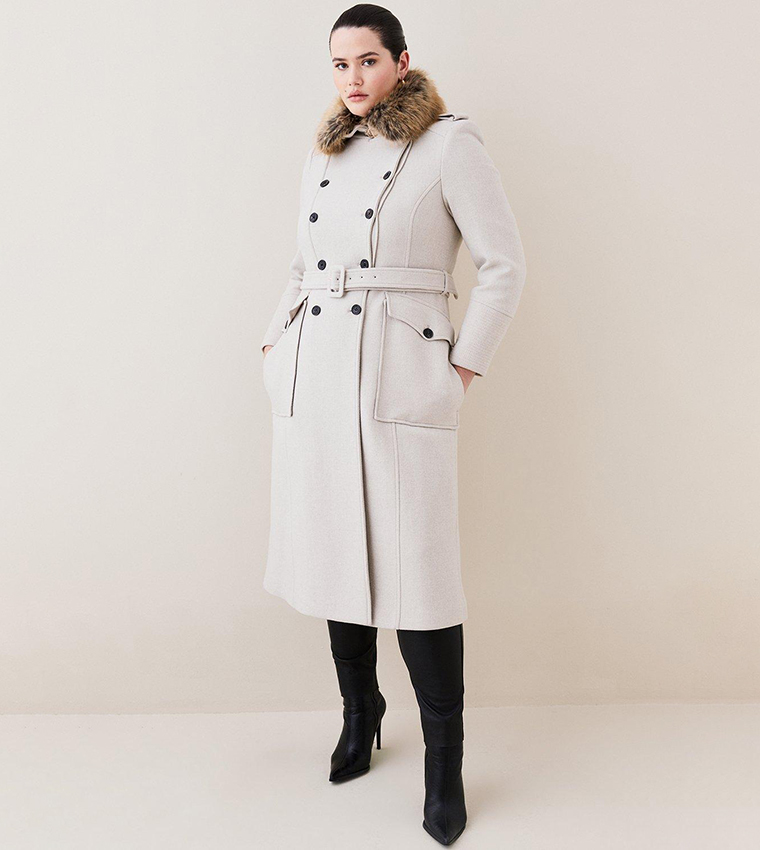 Buy Karen Millen Lydia Millen Plus Size Italian Wool Faux Fur
