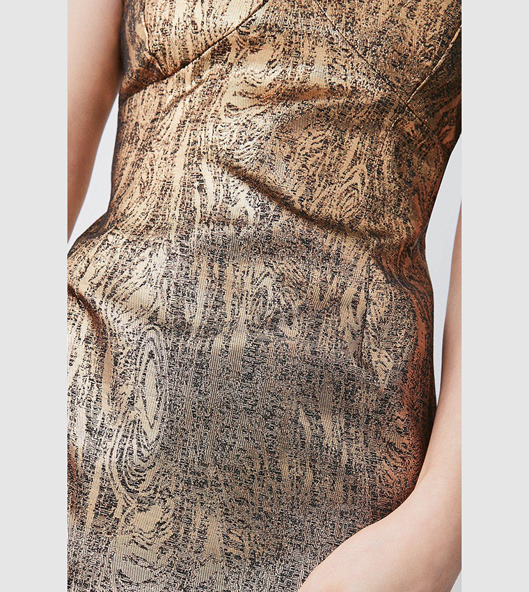 Marble Jacquard Strappy Corset Midi Dress | Karen Millen