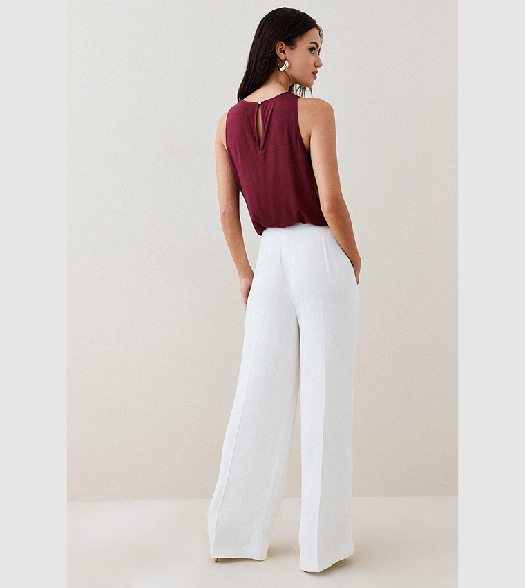 Viscose Satin Back Crepe Wide Leg Trousers