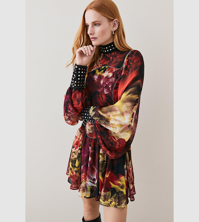 Buy Karen Millen Exploded Floral Studded Lace Mini Dress In FLORAL 6thStreet Kuwait