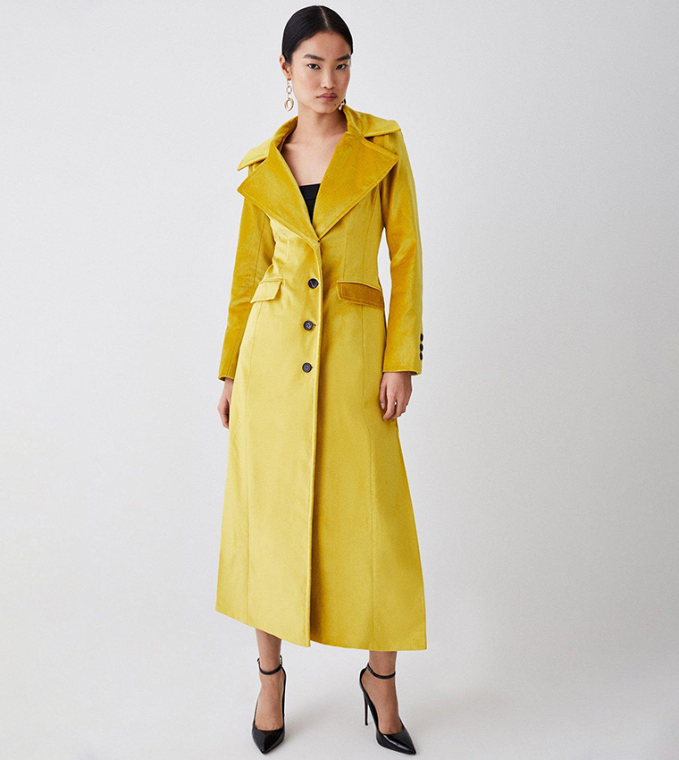 Karen Millen 100% Cotton Jacket Coat selling Mustard Yellow US Size 8 England