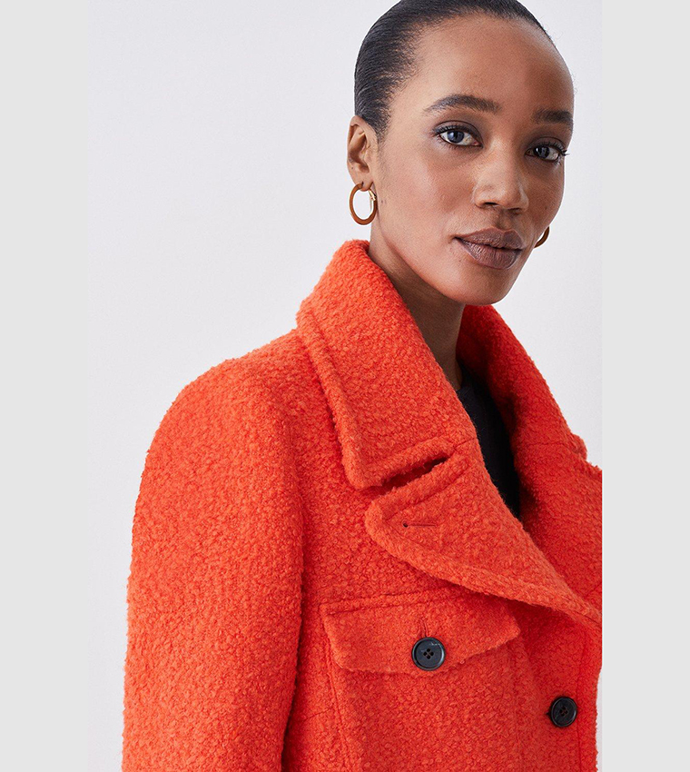 Orange on sale boucle coat