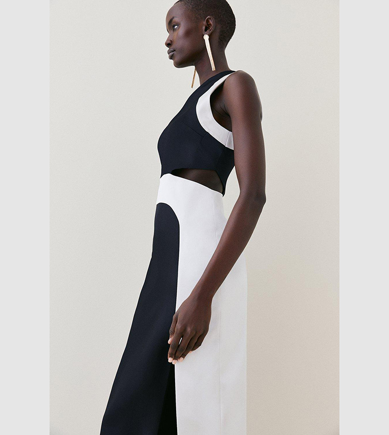 Black and clearance white asymmetrical dress