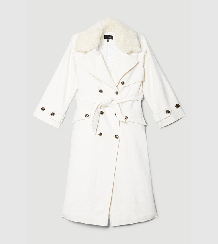 Buy Karen Millen Italian Luxe Finish Wool Cashmere Faux Fur Collar