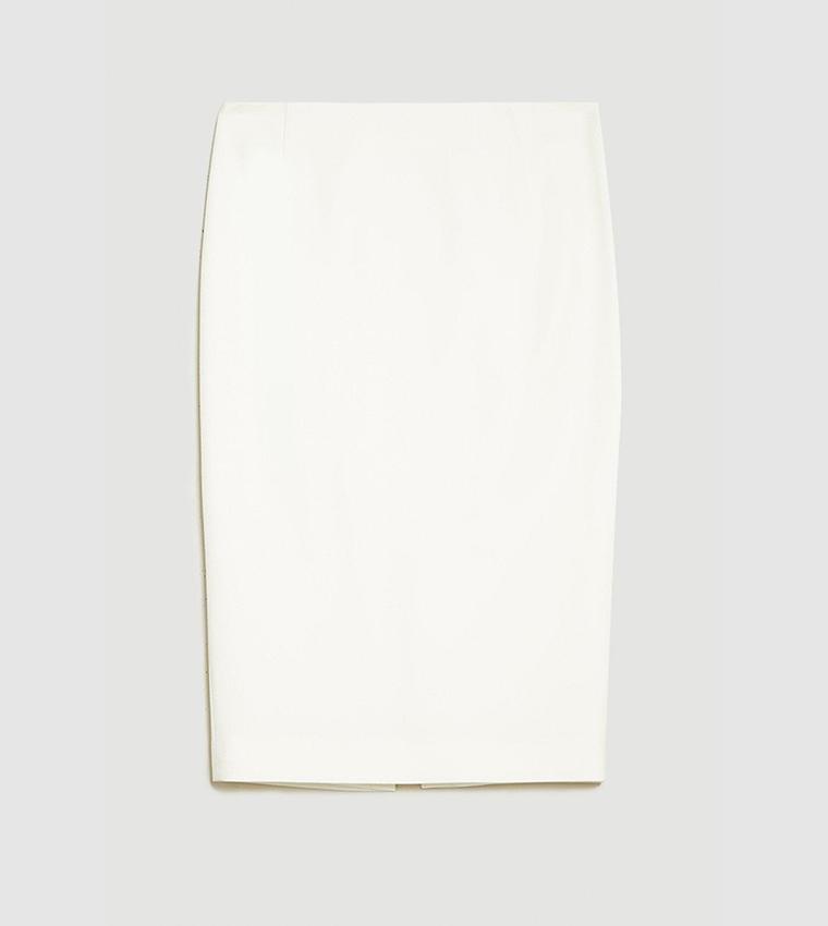 Buy Karen Millen Structured Crepe Tailored Midi Skirt In White