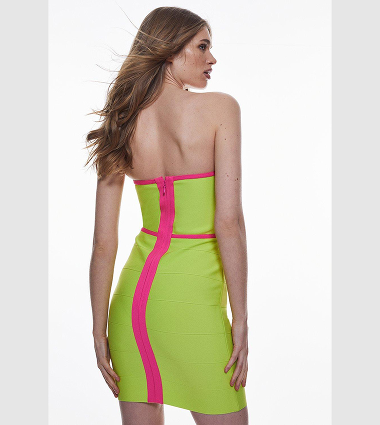 Buy Karen Millen Bandage Feather Detail Mini Dress In Lime | 6thStreet  Kuwait