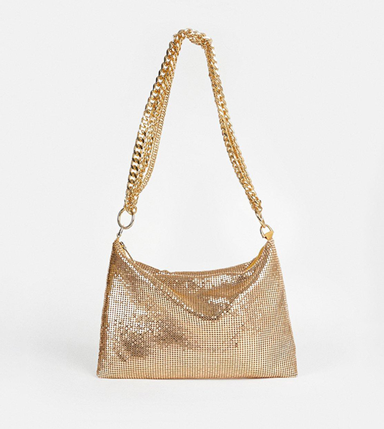 Buy Karen Millen Multi Chain Chainmail Shoulder Bag In Gold 6thStreet Qatar