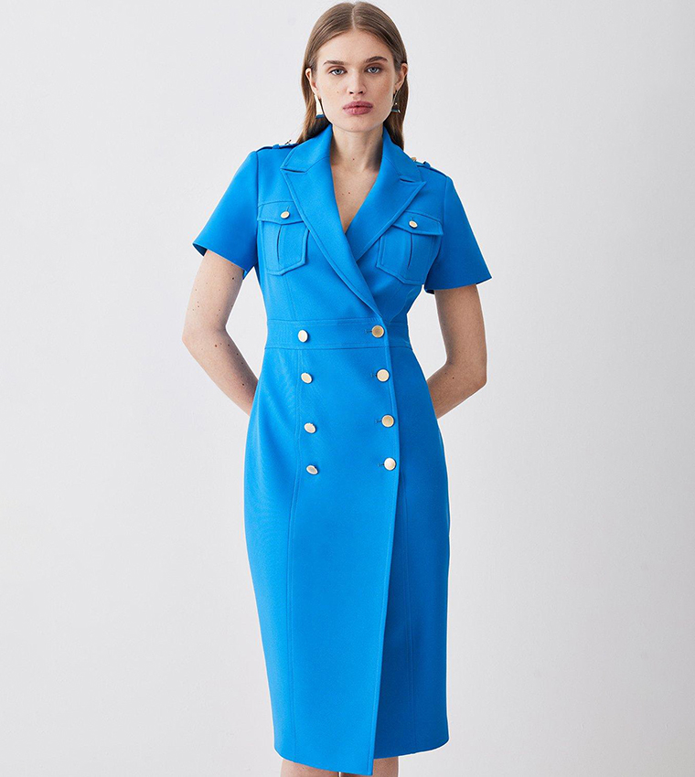 Buy Karen Millen Tailored Double Breasted Tux Midi Dress In Blue