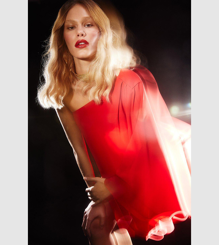 open lace back dress Lennox Mockneck Ribbed Knit Dress in Red | Color - Red / M main image 0