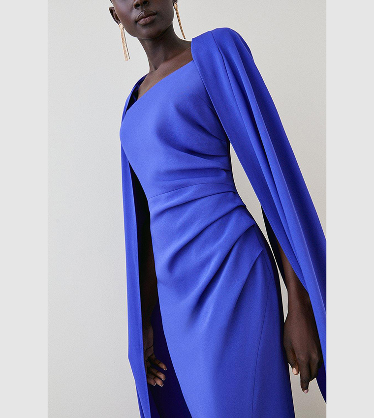 Buy Karen Millen Compact Viscose Cape Maxi Dress In COBALT | 6thstreet  Kuwait