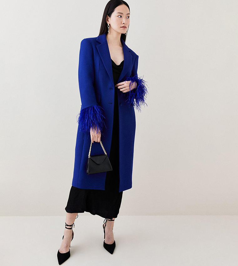 Blue feather outlet coat