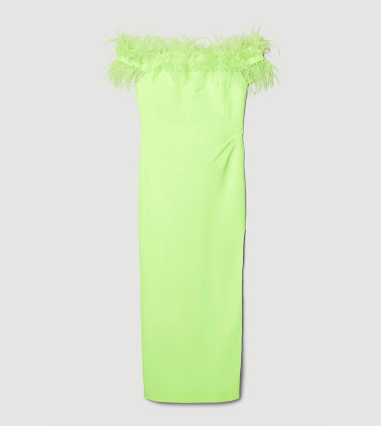 Feather Bardot Stretch Crepe Maxi Dress