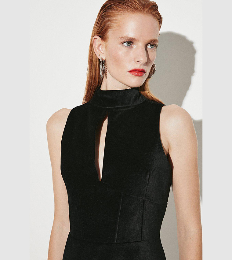 Robe Karen Millen Noire - Style Corset Halterneck Avec Nœud - Taille UK8