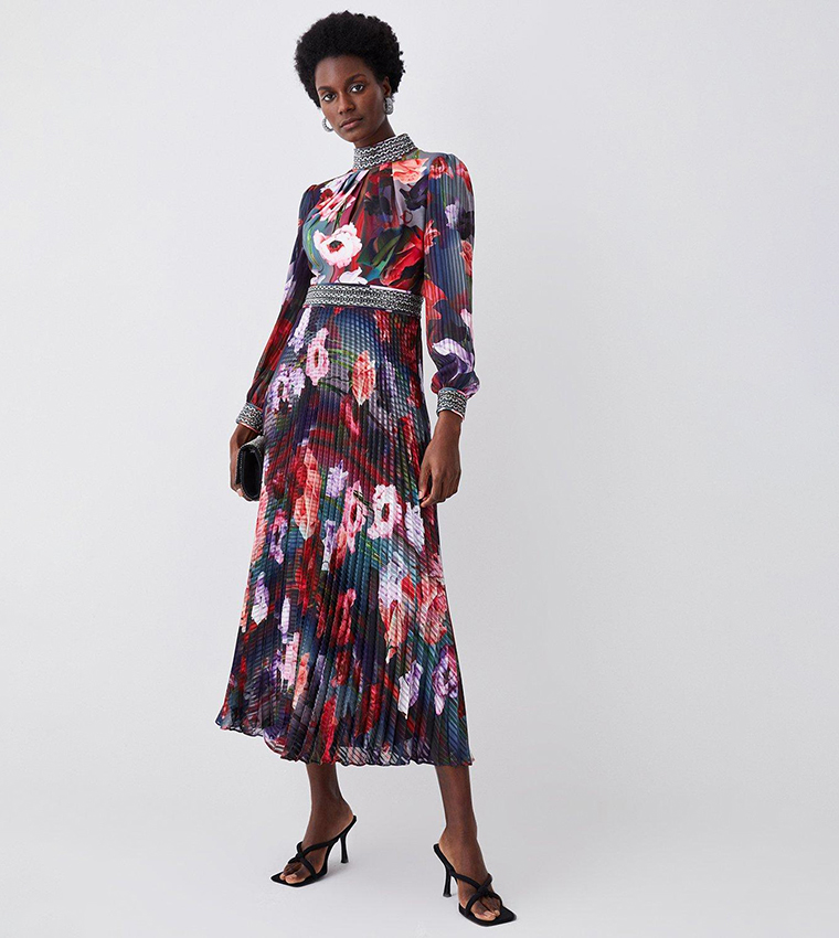 KAREN MILLEN ドレス ロング ワンピース タイト アイボリー Buy Karen Millen Diamante Trim Floral Woven Maxi Dress In